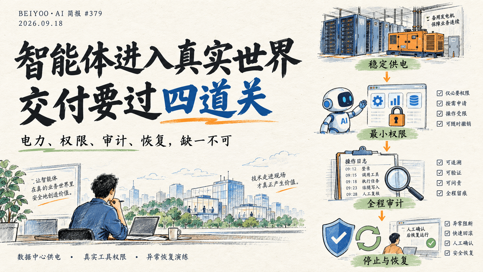 BEIYOO·AI 简报:智能体开始碰到真实世界,交付能力取决于电力、权限与恢复 封面图